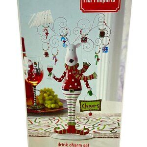 Pier 1 Imports Reindeer Christmas drink charm set New in box barware